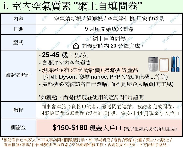 I 室內空氣質素 網上自填問卷 徵收 Carousell