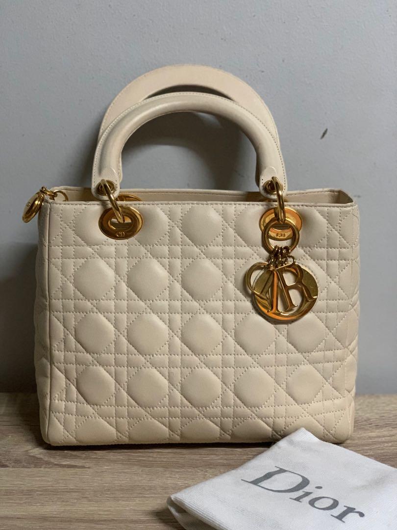 BIG SALE Lady Dior Medium Bag in Cream Carnage Lambskin