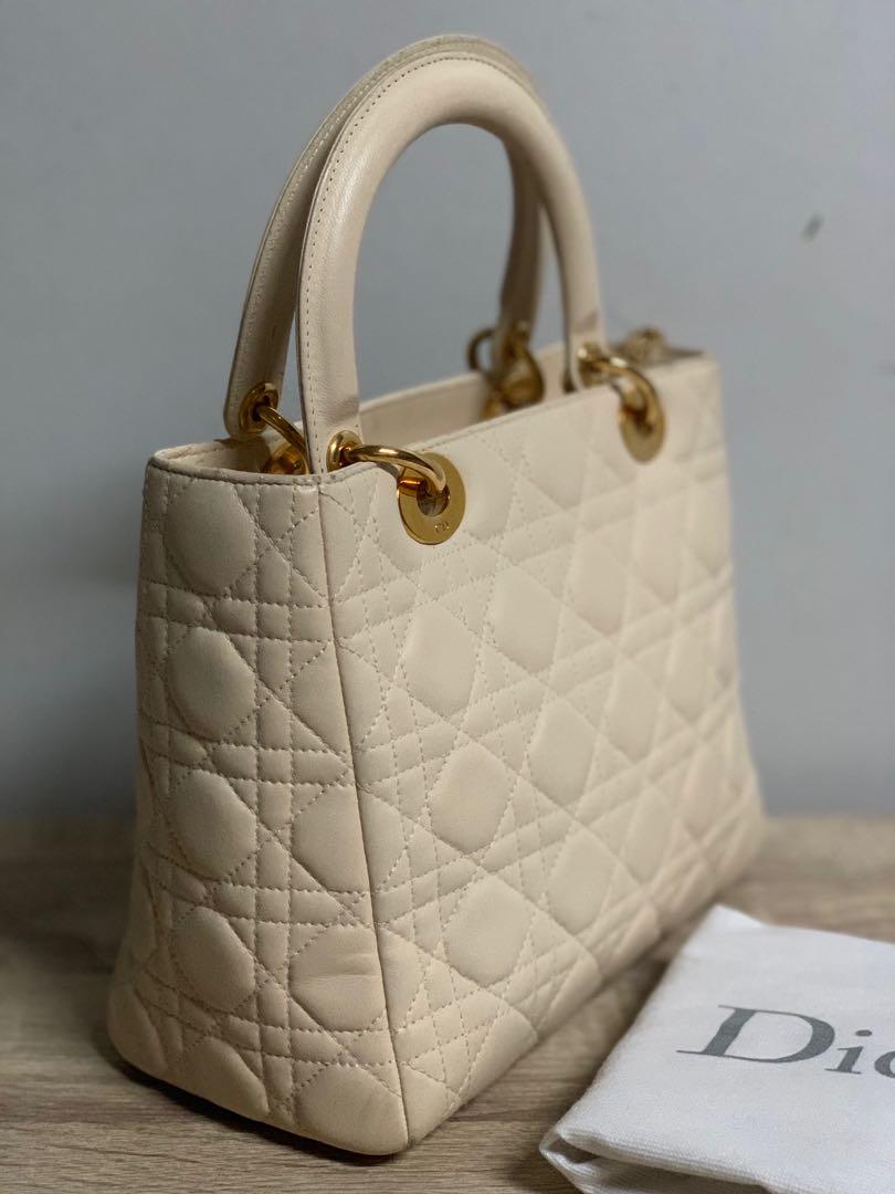 Big Sale ‼️ Lady Dior Medium Bag In Cream Carnage Lambskin, Luxury, Bags &  Wallets On Carousell