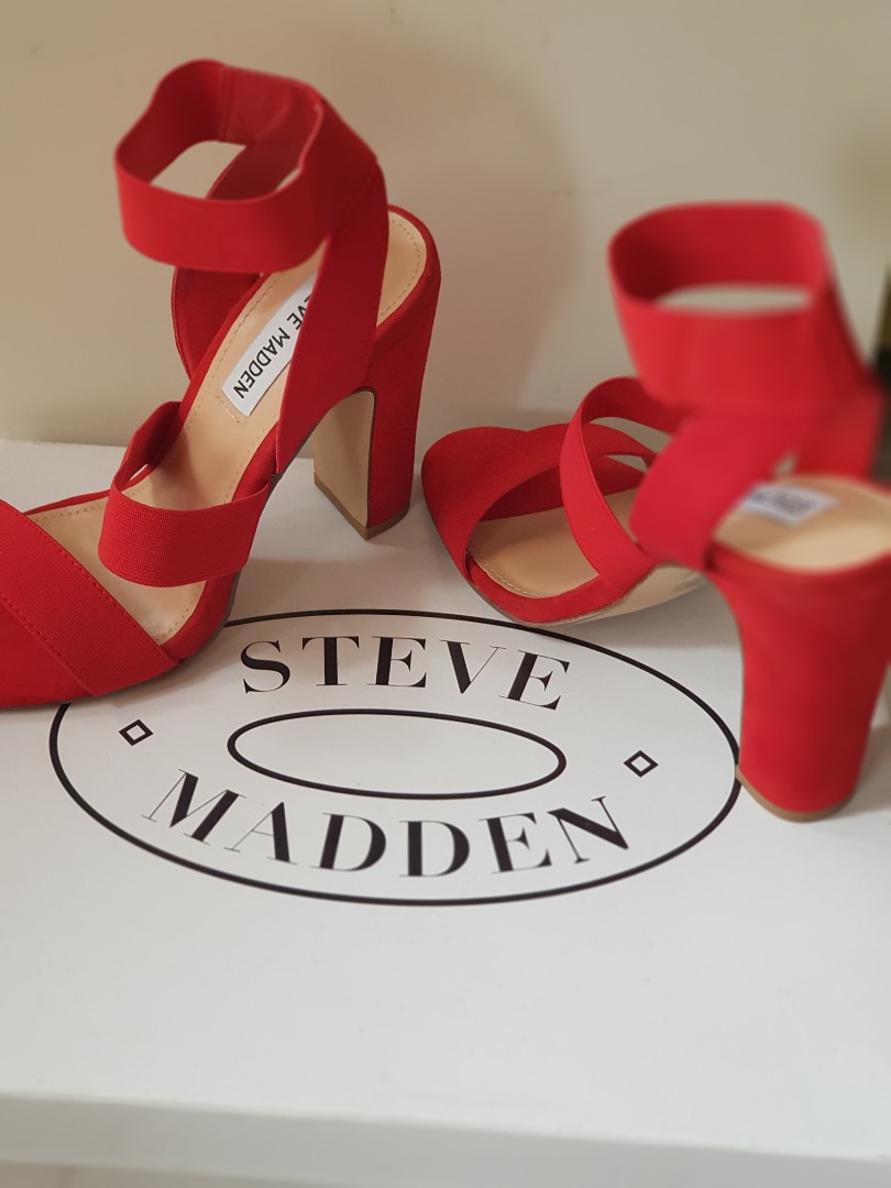 steve madden red strappy heels