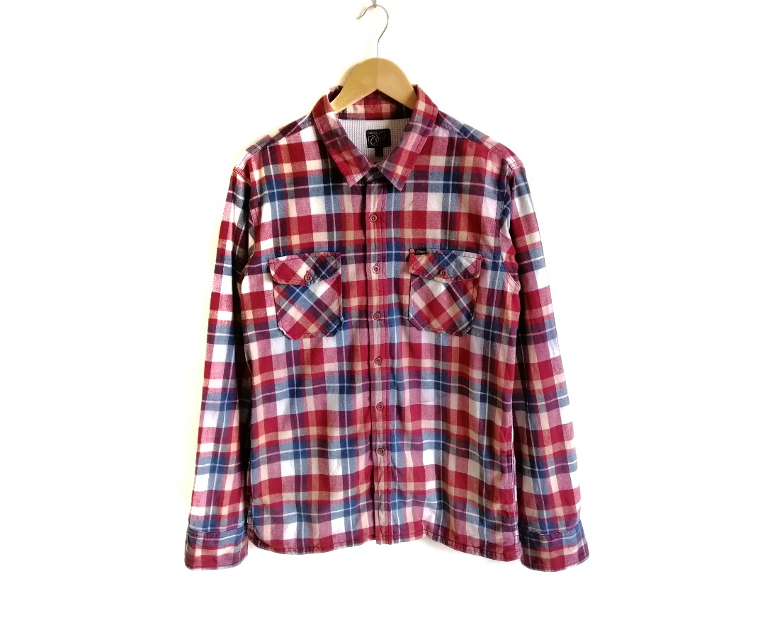 Obey Flannel Shirt Red, Men's Fashion, Tops & Sets, Tshirts & Polo ...