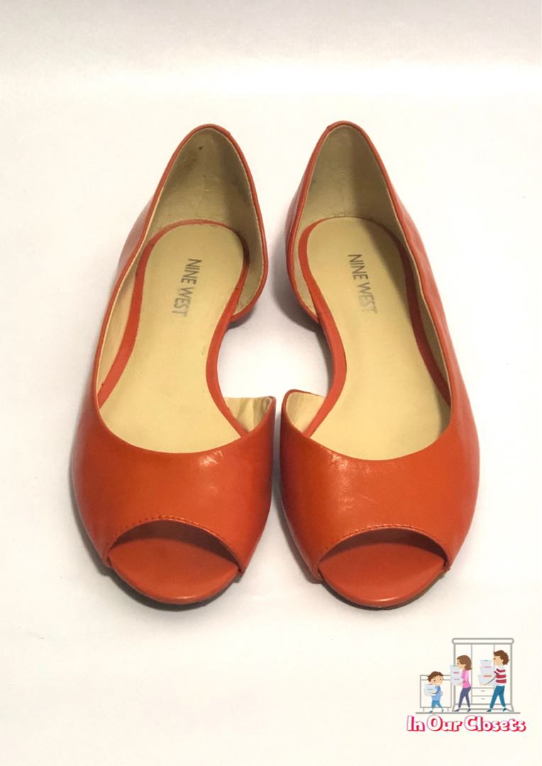 orange peep toe heels