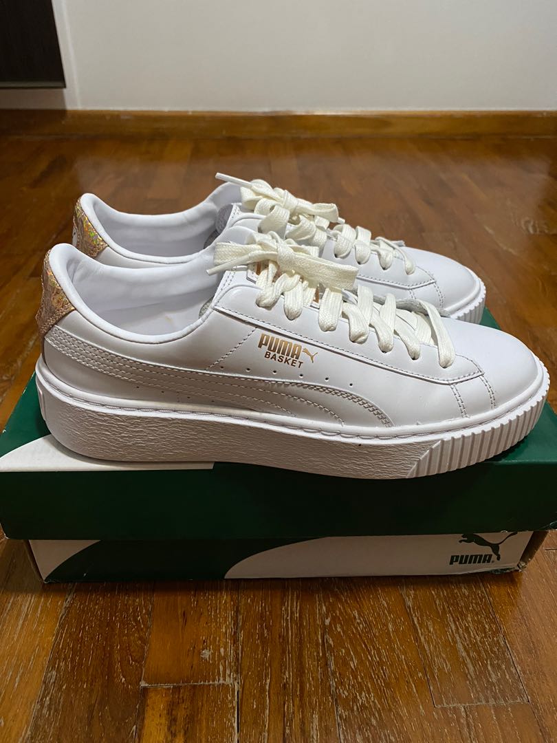 puma basket platform rose gold