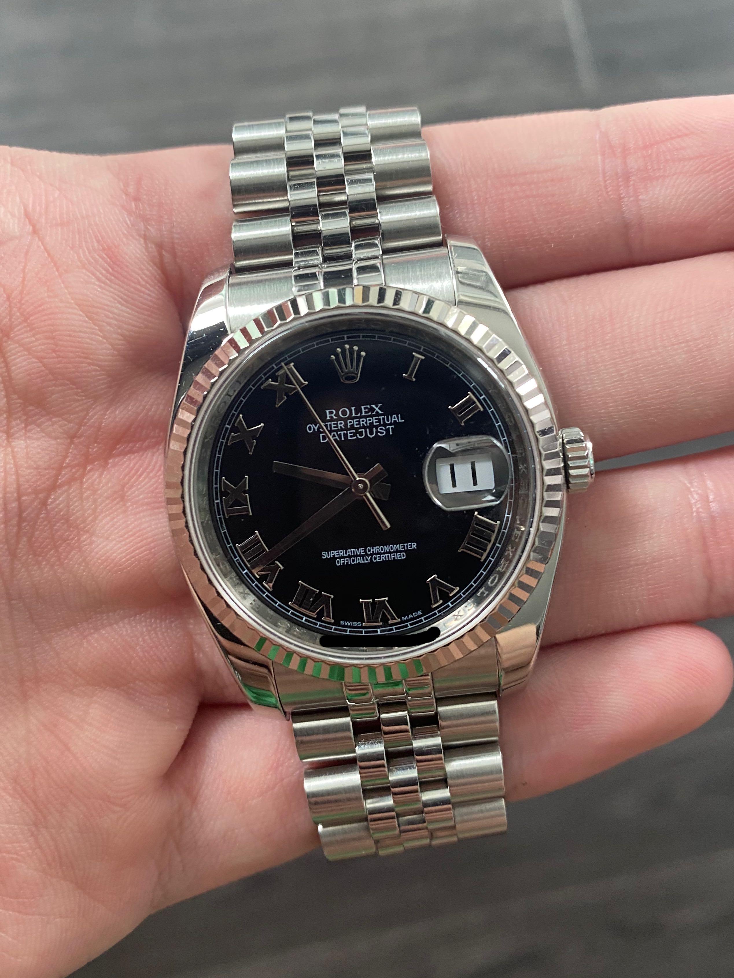 Rolex Datejust 116234 black Roman dial Luxury Watches on Carousell