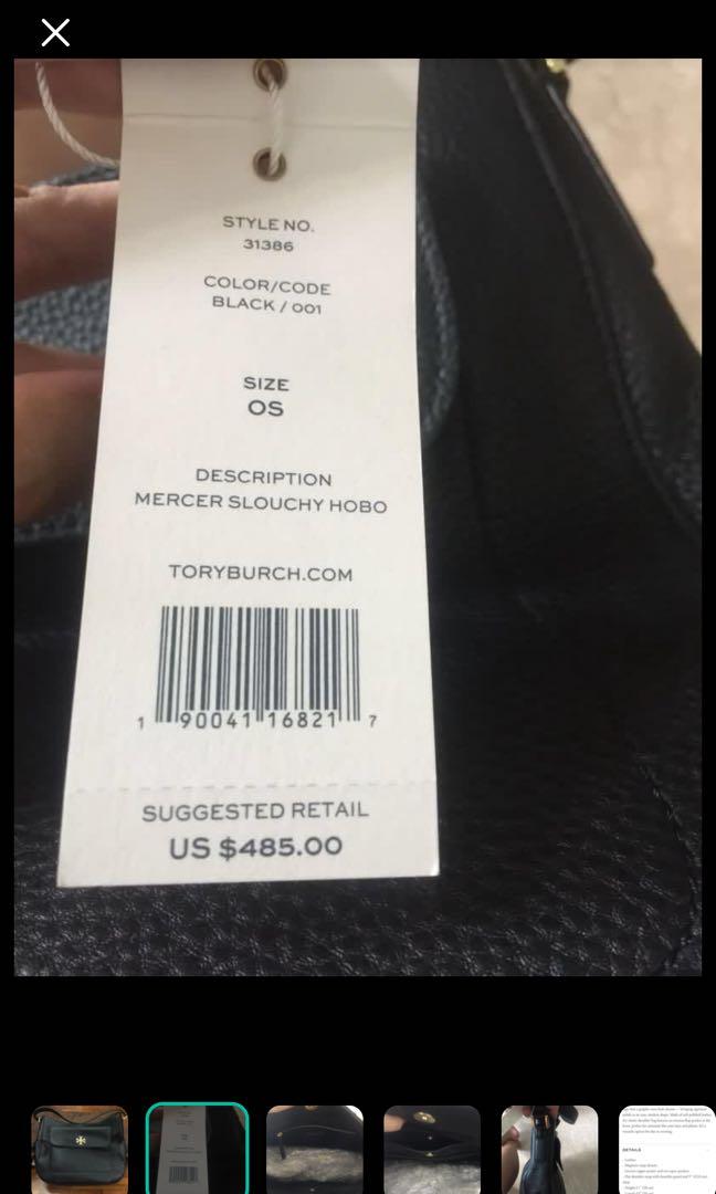 Tory Burch black shoulder bag Mercer slouchy hobo L34cm x D10cm x