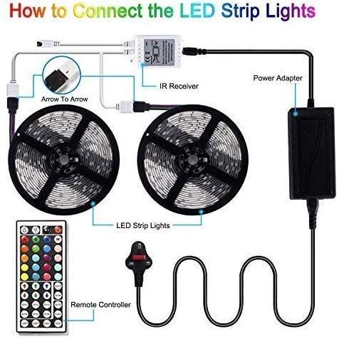UTTORA LED Strips Lights 10M 300LEDs 5050 RGB Colour Changing Lighting Strip