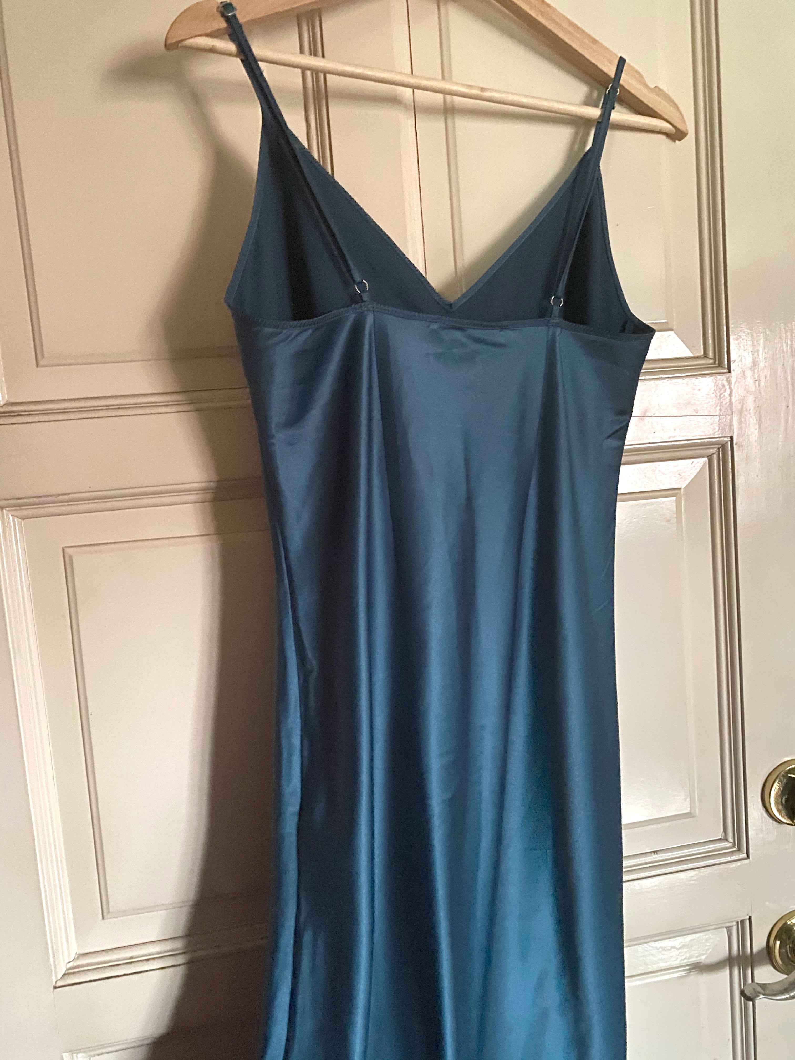 Zara Satin Slip Dress in Blue, Women's ...