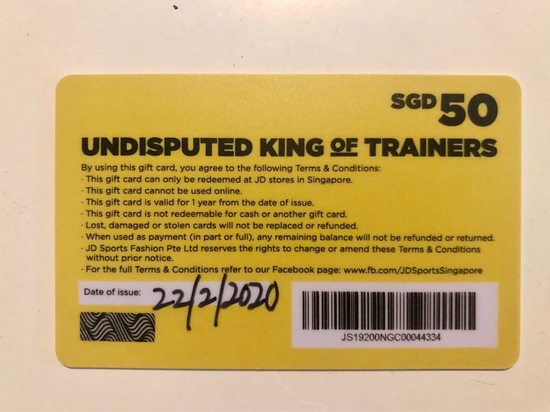 100 worth JD sports Singapore gift cards, Tickets & Vouchers, Vouchers