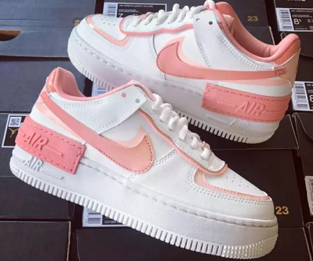 peach and black air force ones