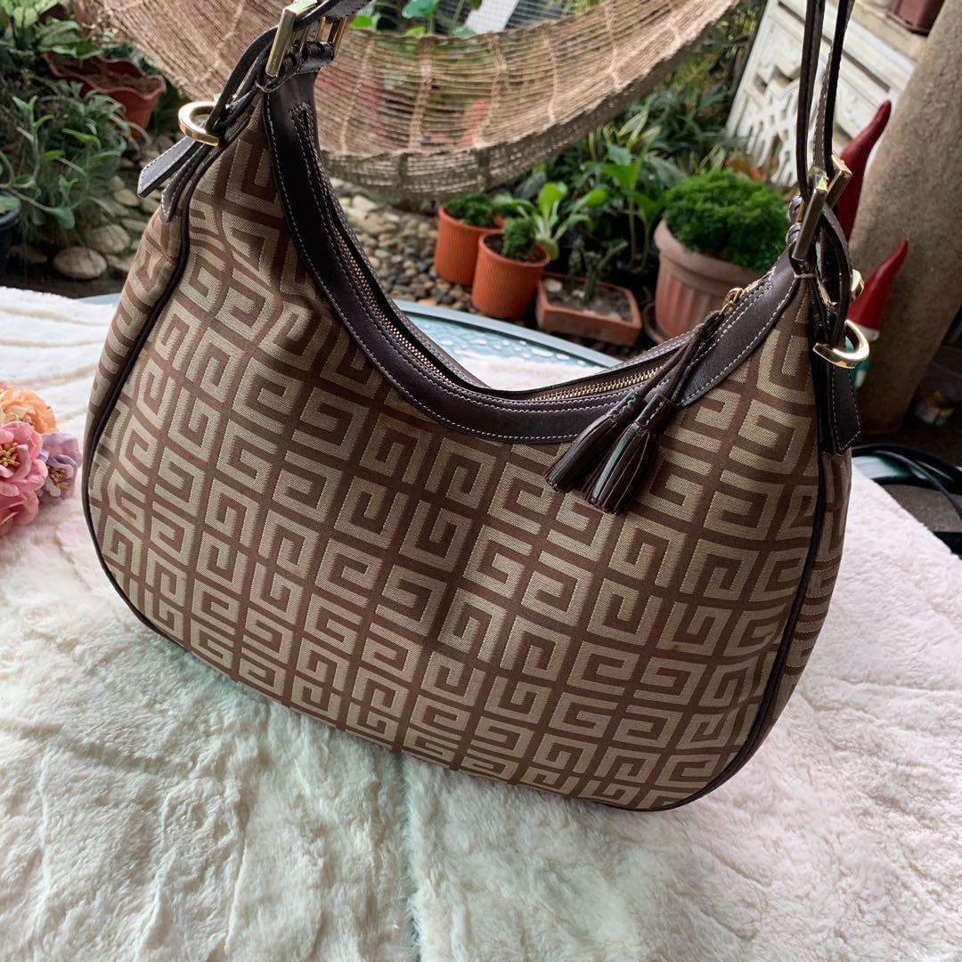 GIVENCHY Brown Monogram Canvas Fabric and Leather Hobo shoulder bag