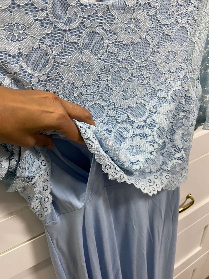 ASOS Maternity Nursing Dress - Pale Blue Lace, Women's Fashion