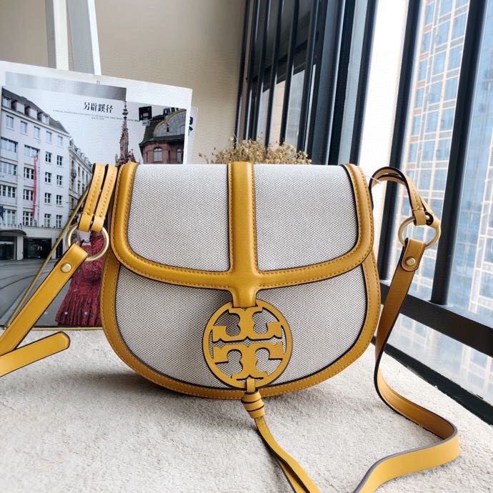 Authentic Tory Burch Miller canvas Quadrant saddlebag