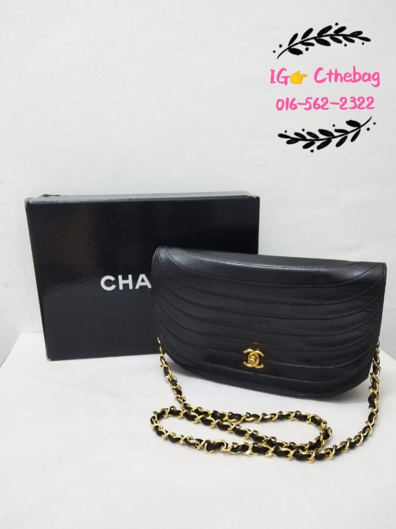 CHANELChanel Black Leather Chain Moon bag Hobo Bag AS3917