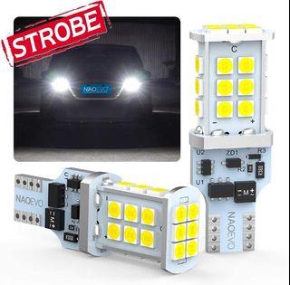 Brand New 1 pair CANBUS 1300 Lumens (High Brightness) STROBE Flashing (3 x Flash & Steady) Reverse / Brake Stop LED Bulbs (T15  / T20 7440 & 7443 / 1156 BA15S / 1157 BAY15D)