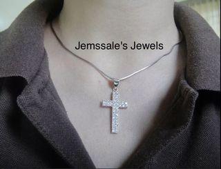 jem: BRILLIANT Huge  Double-Liner Cross  Diamond Pendant in Fine Silver