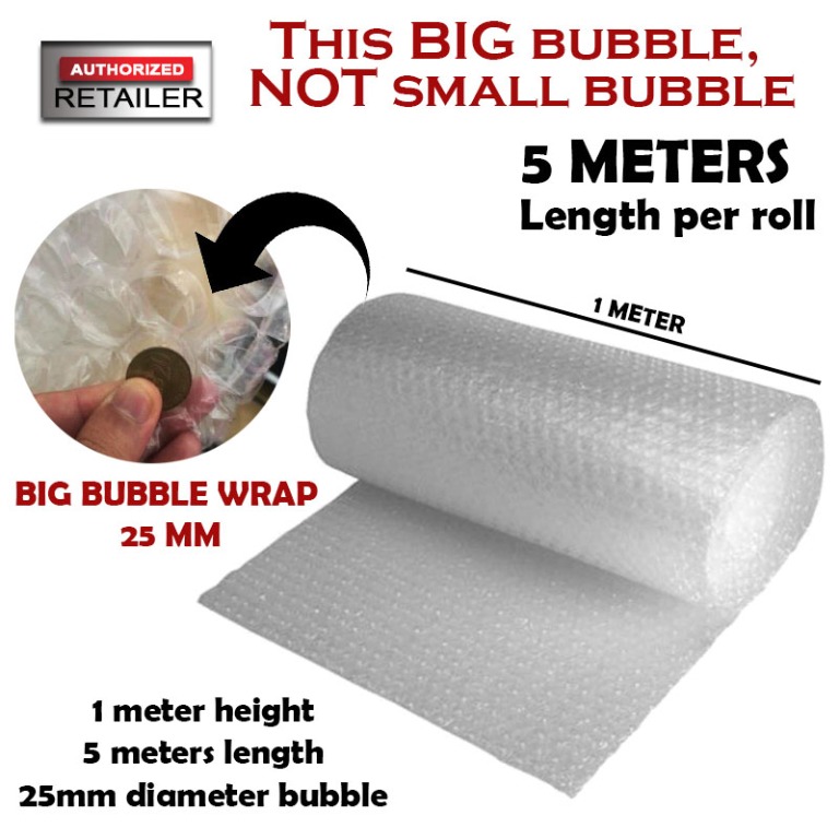 Bubble Wrap Packing Big Bubble 5M x 1M ( 25mm bubble size diameter
