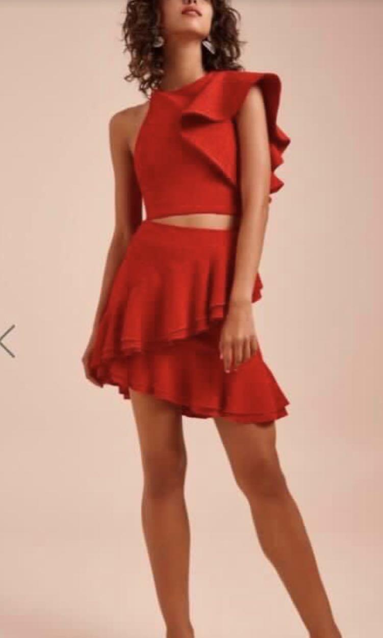 open lace back dress C/Meo Collective Red 'Eachother' Dress Size L  Mine & Yours