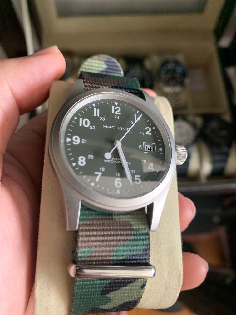 Hamilton Khaki Field Mechanical Officer 38mm Olive Green Men S Fashion Watches On Carousell