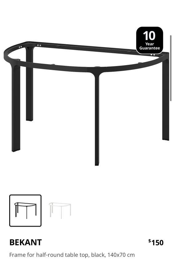 Ikea Bekant Frame For Half Round Table, Ikea White Round Table Top