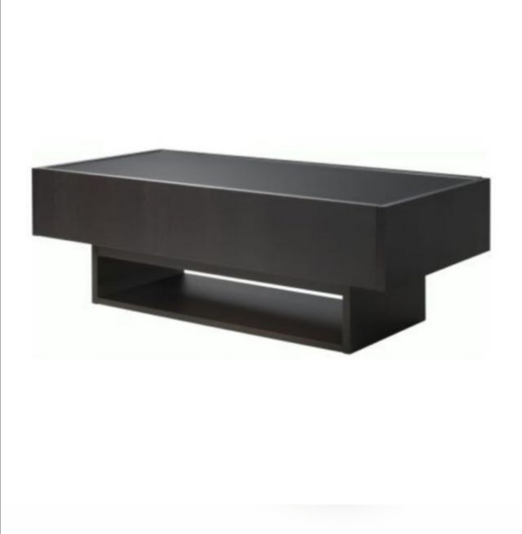 Ikea glass top coffee store table with drawers