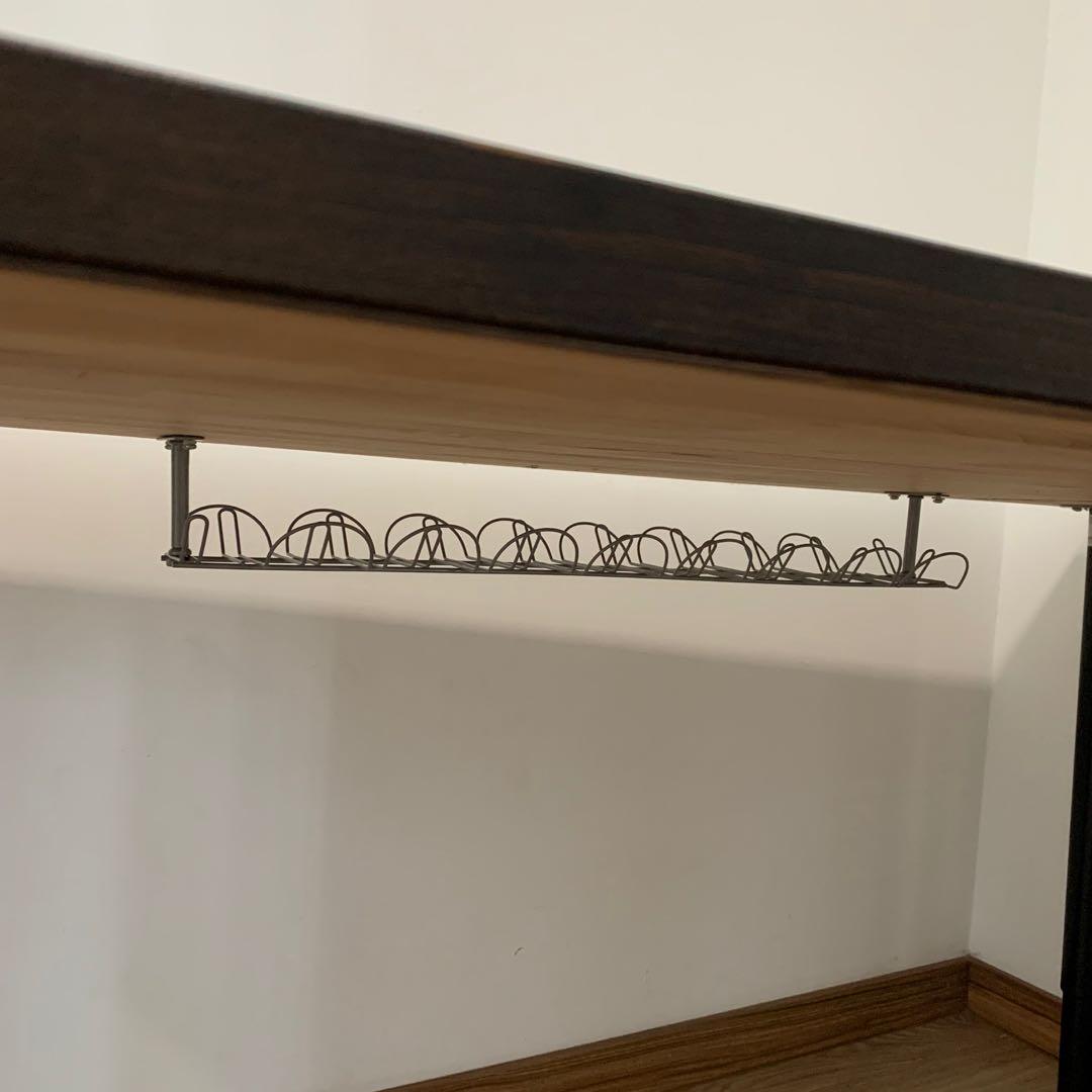 Ikea Gerton Table Top + Adjustable Olov Legs (Walnut Finish), Furniture