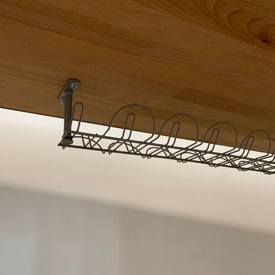 Ikea Gerton Table Top + Adjustable Olov Legs (Walnut Finish), Furniture