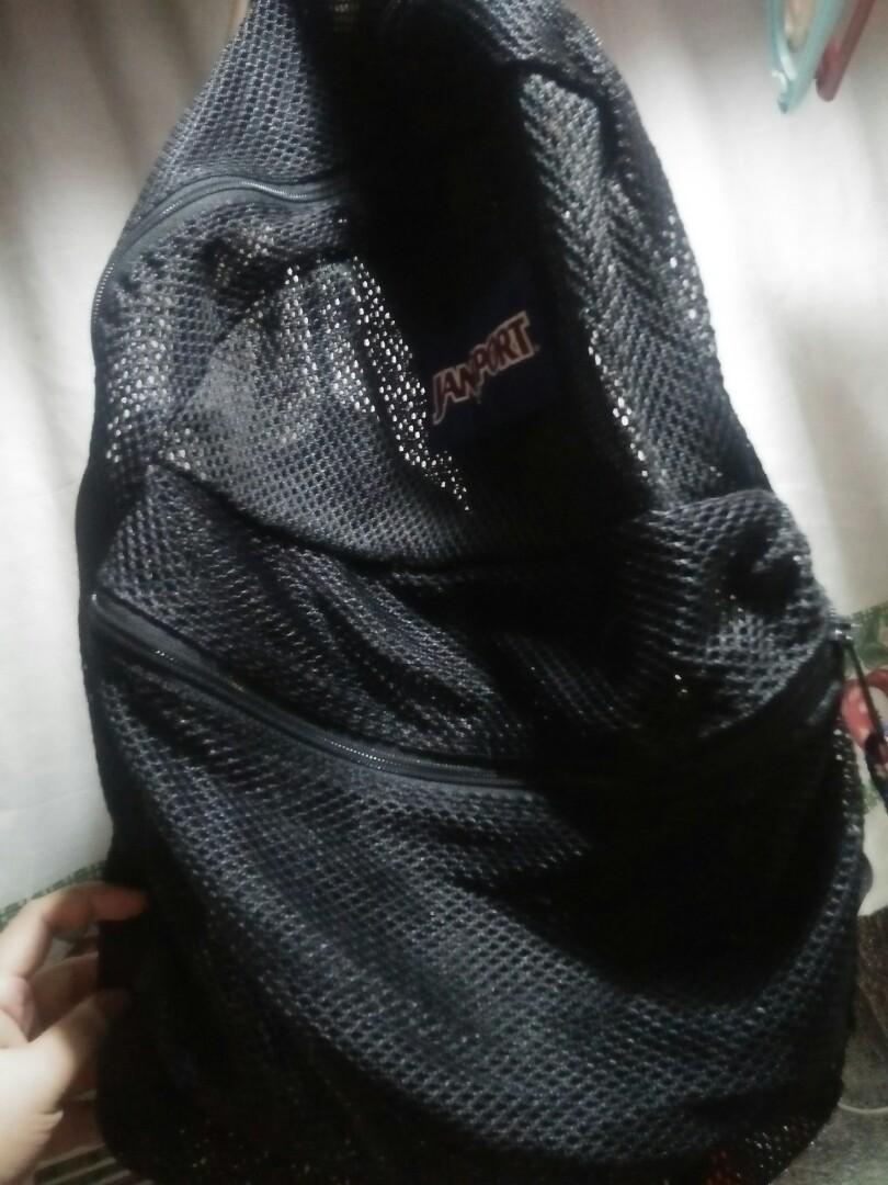 Jansport black mesh backpack discount