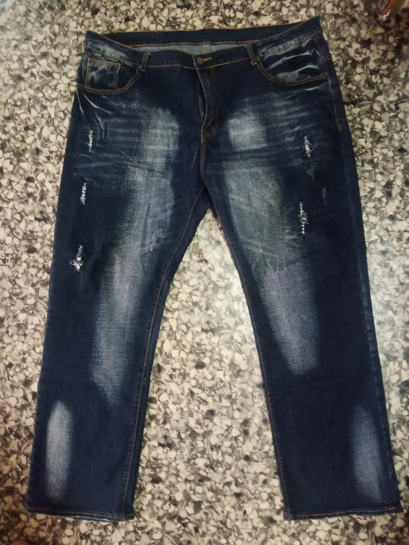 Jeans size besar style koyak Men s Fashion Bottoms Jeans on