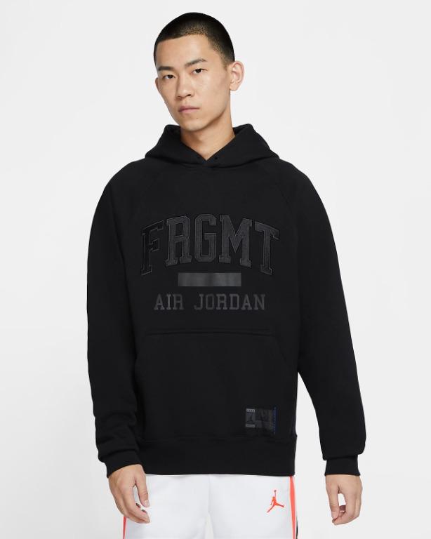 STEAL Jordan x Fragment Fleece Pullover Hoodie Black Reflective Silver Men s Fashion Tops Sets Hoodies on Carousell