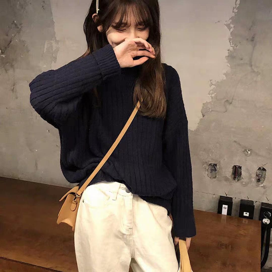 Black turtleneck outfit korean