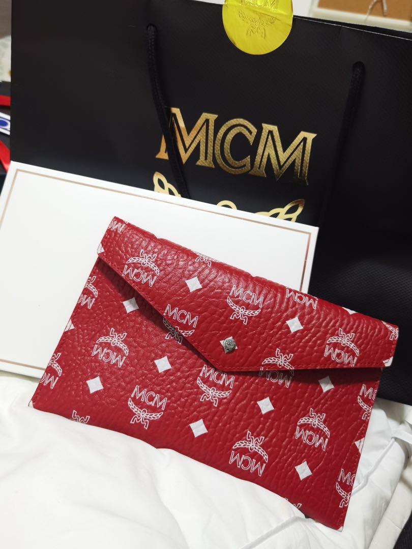 Red and white best sale mcm bag