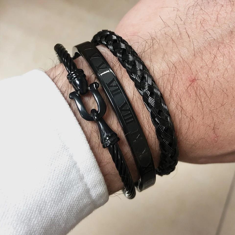Mens gold bracelet best sale and necklace set