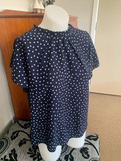 Polka dot high collar blouse