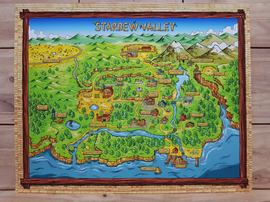 Stardew Valley map poster, Hobbies & Toys, Stationery & Craft, Art