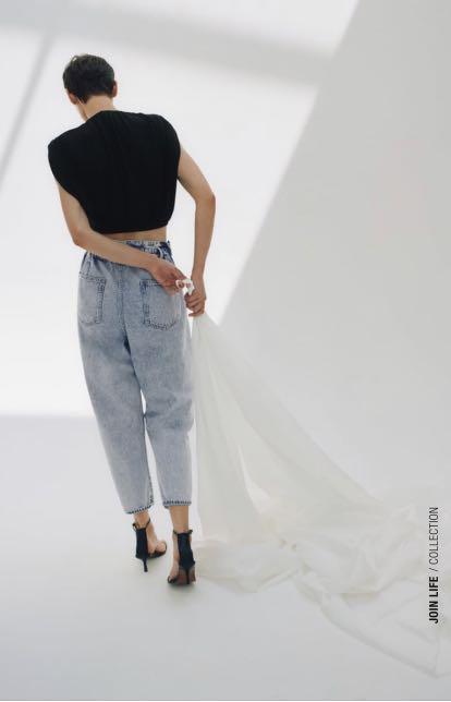Zara baggy paper bag jeans best sale