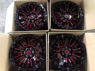 18" Beast 9605 Mags 6Holes pcd 114 fit Navara and Terra Red GlossBlack