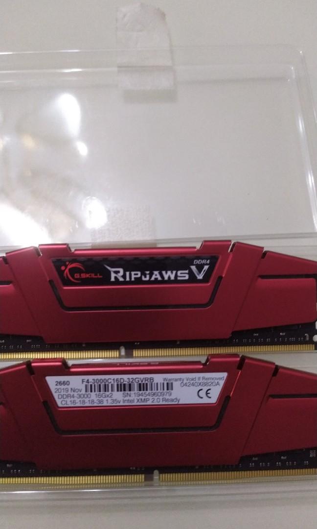 G Skill Ripjaws V Ddr4 3000mhz 32gb 16x2 Electronics Computer Parts Accessories On Carousell