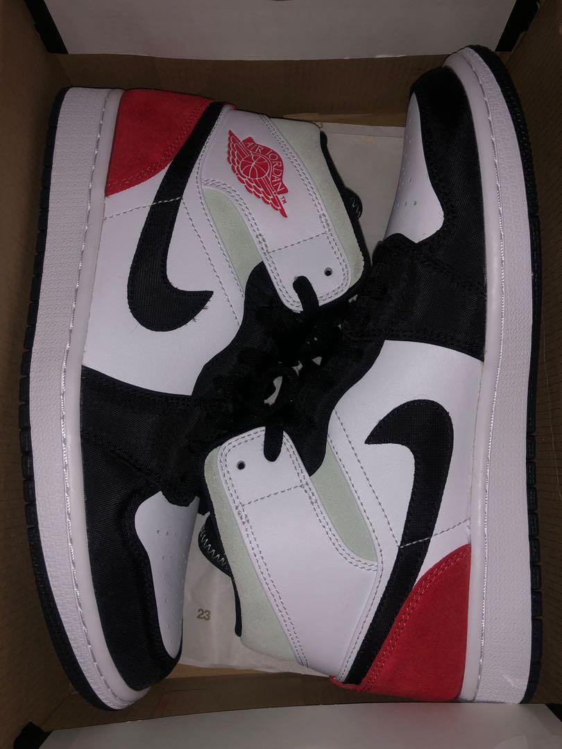 Air Jordan 1 Mid Track Red/ Union Black Toe, Men's Fashion, Footwear