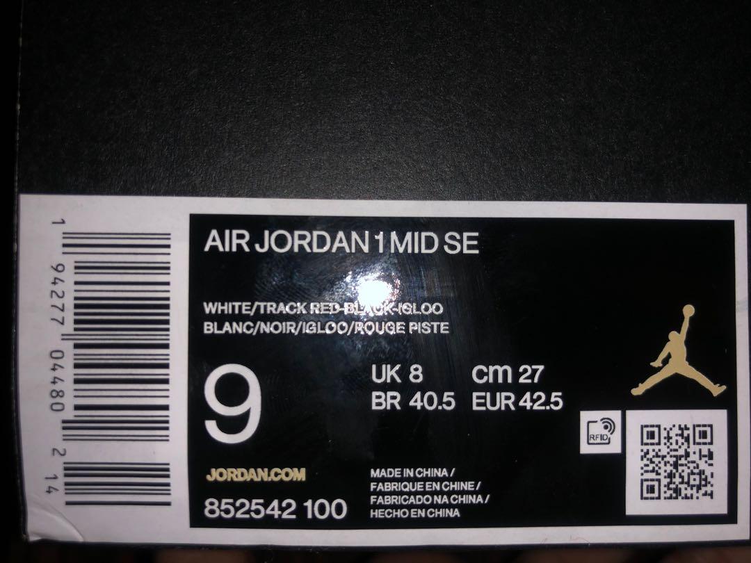 Air Jordan 1 Mid Track Red/ Union Black Toe, Men's Fashion, Footwear