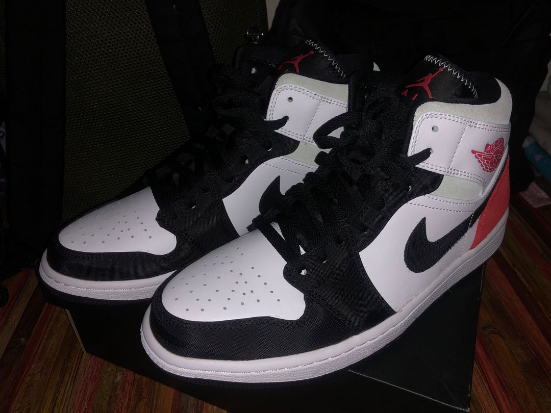 Air Jordan 1 Mid Track Red/ Union Black Toe, Men's Fashion, Footwear