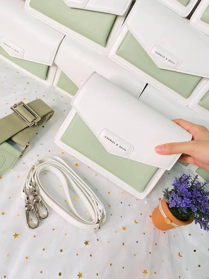 Charles and keith on sale mint green bag