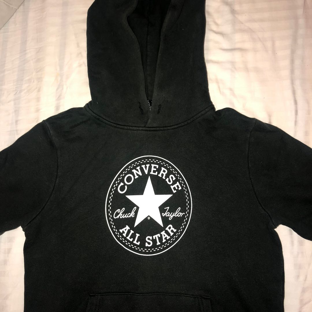 Converse All Star Black Hoodie, Women's Fashion, Jackets and Outerwear on Carousell