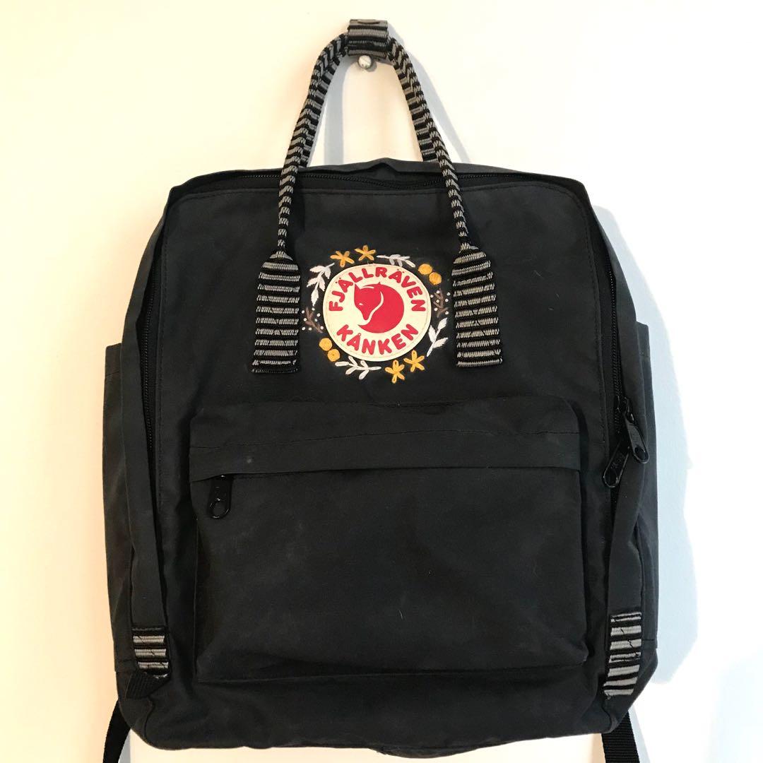 kanken black striped backpack