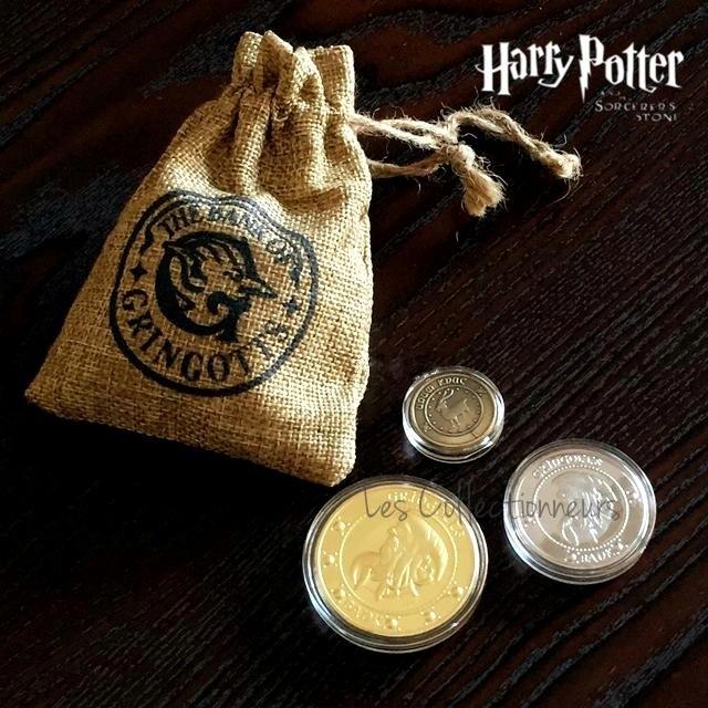 Harry Potter Gringotts Bank Elf Coin Galleon Gold Sickle Silver Knut Bronze Coins With Gift Bag Antiques Vintage Collectibles On Carousell