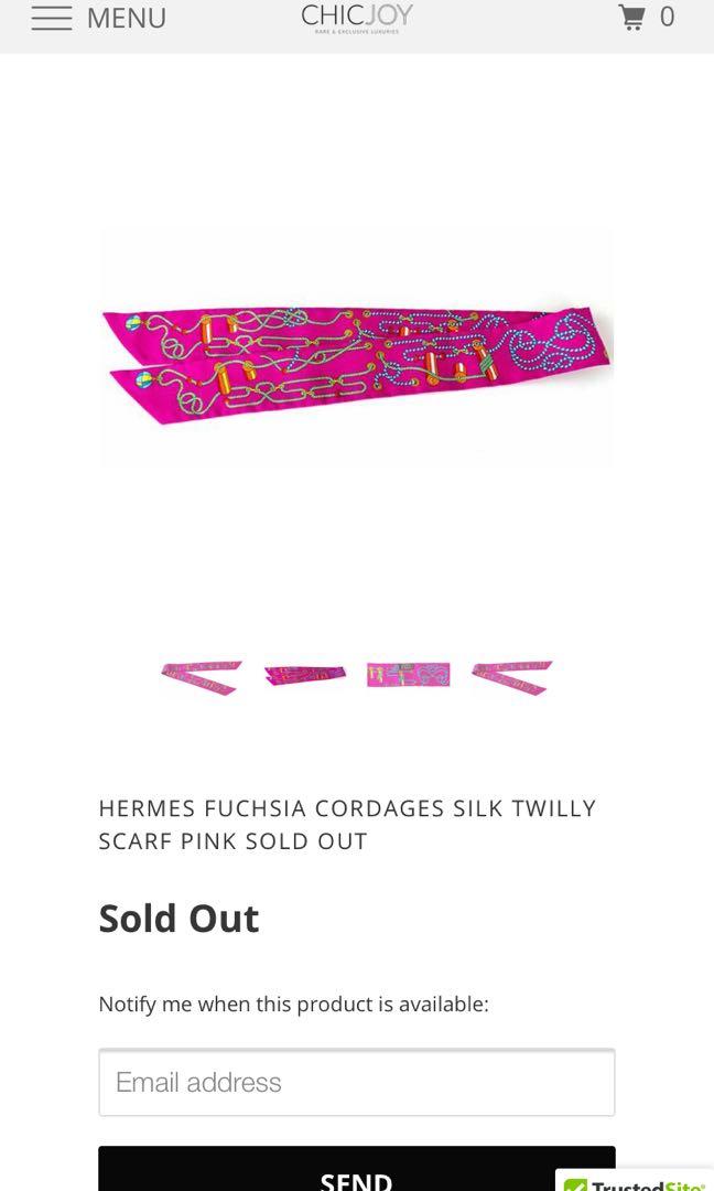 Hermes Fuchsia Cordages Silk Twilly Scarf Pink Sold Out - Chicjoy