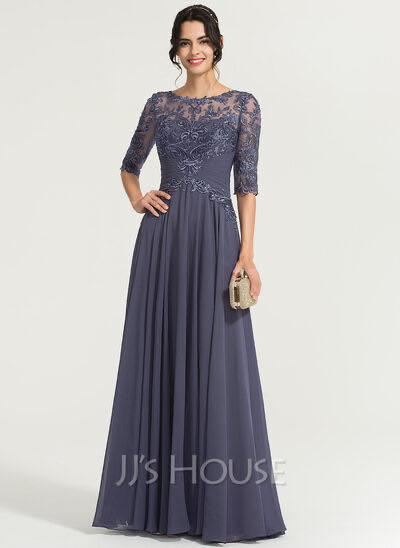 Chiffon evening gowns with sleeves on sale