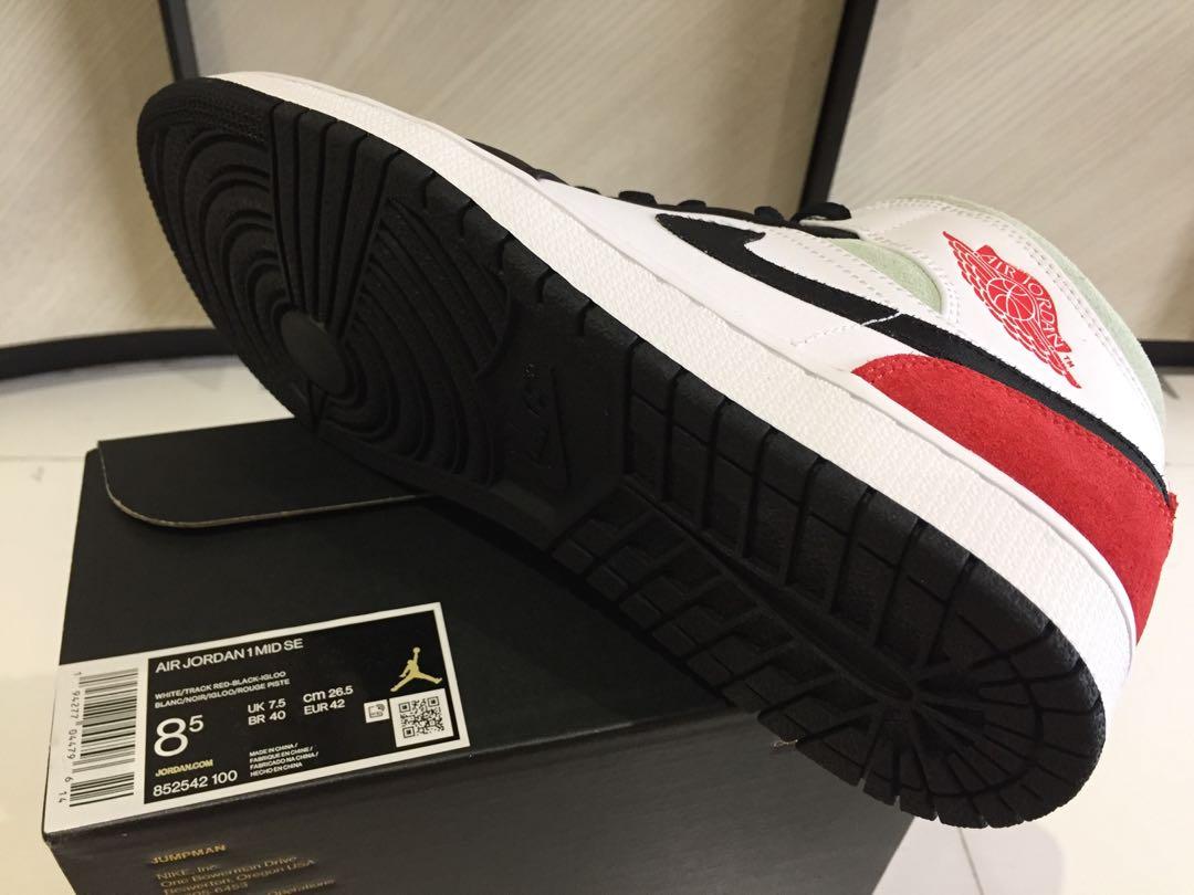 Nike Air Jordan 1 Mid “Track Red”/“Union”, Men's Fashion, Footwear