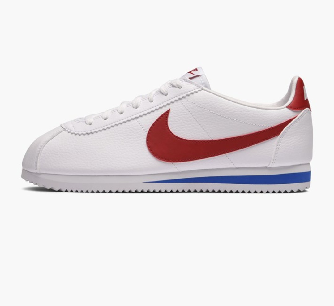 nike cortez leather white red
