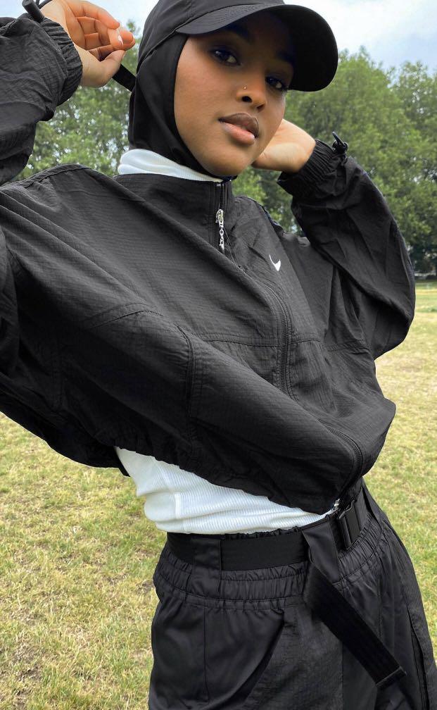 Nike ruched sleeve swoosh zip jacket Clearance