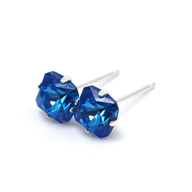 Ocean Blue Kaleidoscope Swarovski Crystal Earrings 925 Sterling